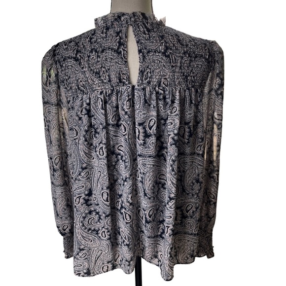 Cinq á Sept Stephanie Paisley Smocked Blouse sze M - Picture 14 of 16